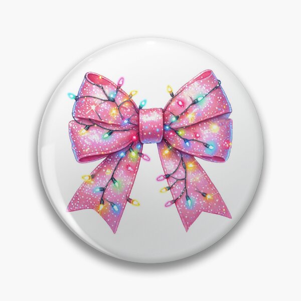 Item preview, Sparkling Pink Bow with Twinkling Christmas Lights designed and sold by CultDigHoriz.
