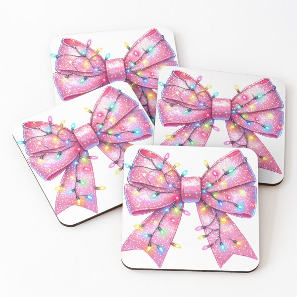 Item preview, Sparkling Pink Bow with Twinkling Christmas Lights designed and sold by CultDigHoriz.