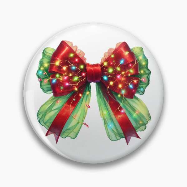 Item preview, Radiant Red and Green Christmas Bow with Festive Lights designed and sold by CultDigHoriz.