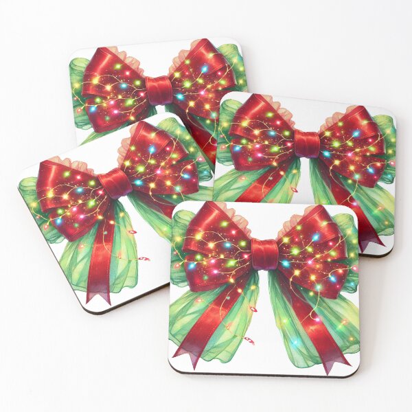 Item preview, Radiant Red and Green Christmas Bow with Festive Lights designed and sold by CultDigHoriz.