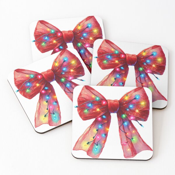 Item preview, Festive Red Bow with Colorful Christmas Lights designed and sold by CultDigHoriz.