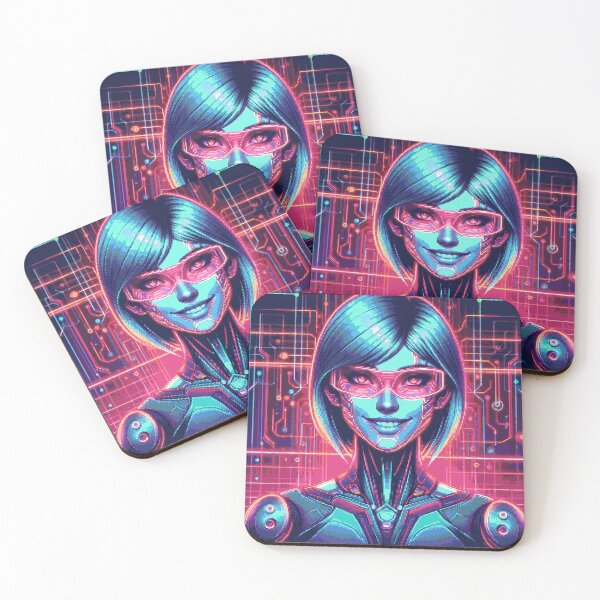 Item preview, Pixel Art Neon Cyber Girl Portrait #18 designed and sold by captainglondo.