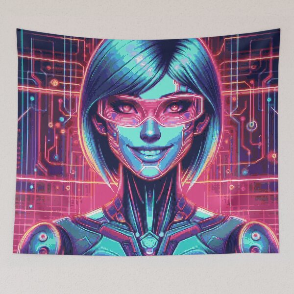 Item preview, Pixel Art Neon Cyber Girl Portrait #18 designed and sold by captainglondo.