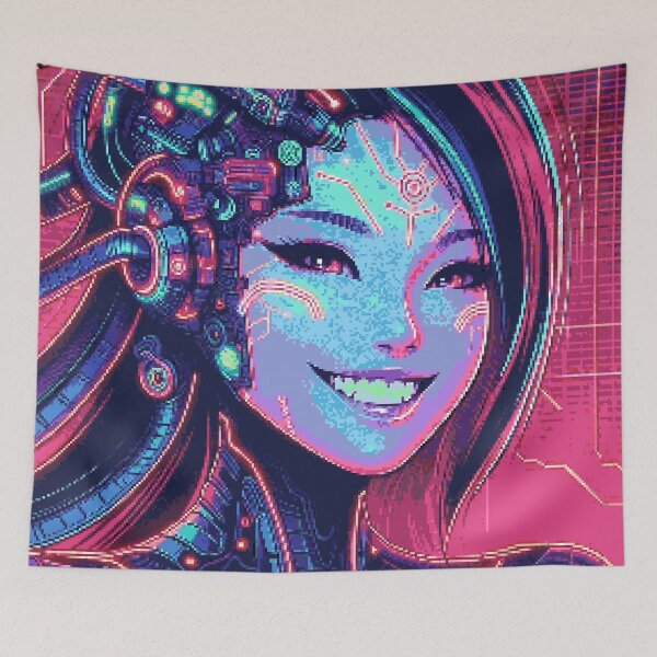 Item preview, Pixel Art Neon Cyber Girl Portrait #17 designed and sold by captainglondo.