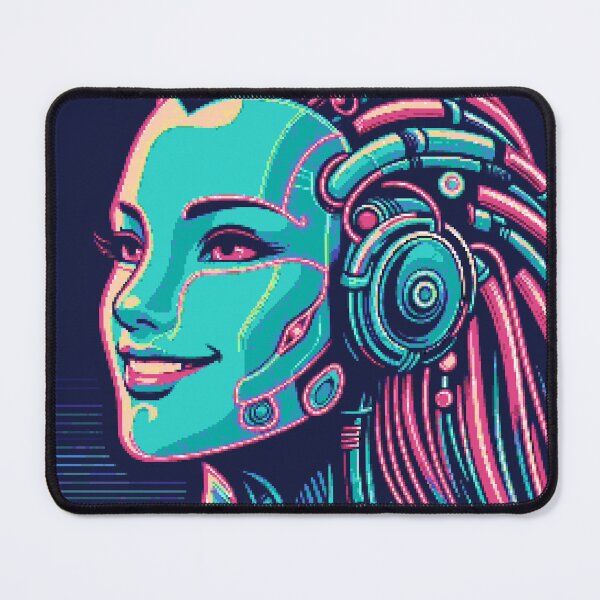 Artikelvorschau, Pixelart Neon Cyber Girl Portrait #15 entworfen und verkauft von captainglondo.