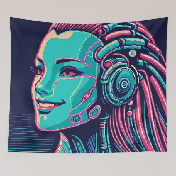 Item preview, Pixel Art Neon Cyber Girl Portrait #15 designed and sold by captainglondo.