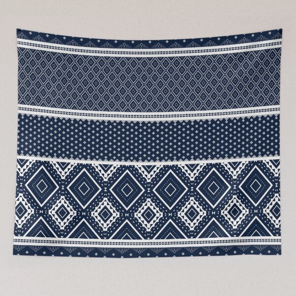 Item preview, White and Blue ethnic fabric pattern designed and sold by _Patternique_.