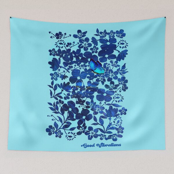 Item preview, Good Vibrations floral with lucky blue butterfly designed and sold by SueKnox.