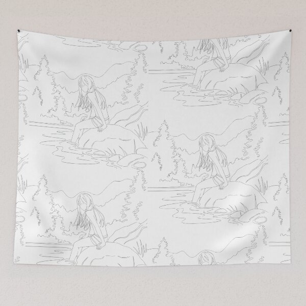 Item preview, Girl in the lake linedrawing designed and sold by Newhyperion.