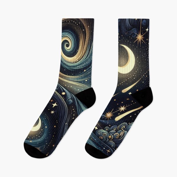 Item preview, Celestial Night Sky with Swirling Galaxies, Crescent Moons, and Shooting Stars designed and sold by TeslaSt0re.