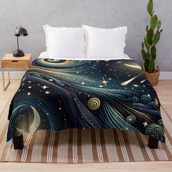 Item preview, Celestial Night Sky with Swirling Galaxies, Crescent Moons, and Shooting Stars designed and sold by TeslaSt0re.