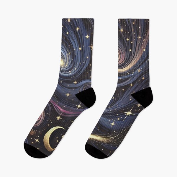 Item preview, Enchanted Night Sky with Swirling Galaxies, Golden Stars, and Lunar Crescents designed and sold by TeslaSt0re.