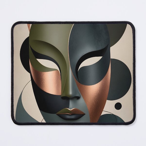 Item preview, Abstract Mask Art in Earth Tones with Minimalist Design designed and sold by Ceemko's Vintage Corner.