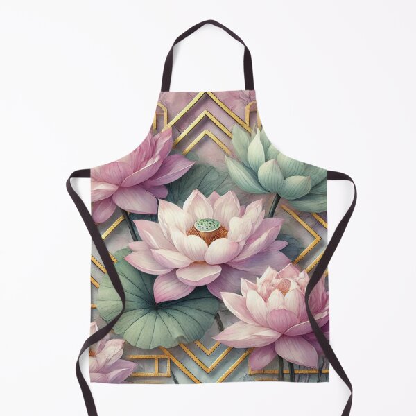 Item preview, Elegant Lotus Flowers in Soft Pastel Hues with Geometric Gold Accents designed and sold by TeslaSt0re.
