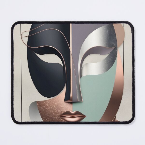 Item preview, Bold Minimalist Abstract Mask in Copper and Pastel Colors designed and sold by Ceemko's Vintage Corner.