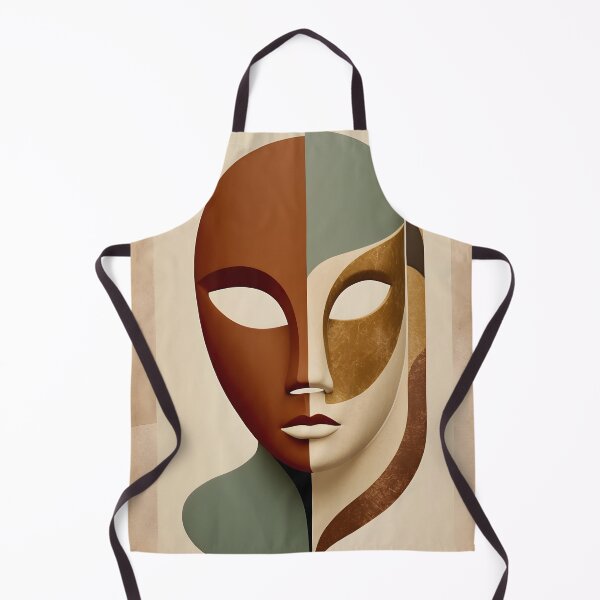 Item preview, Vintage Inspired Mask Art in Earth Tones with Minimalist Design designed and sold by Ceemko's Vintage Corner.