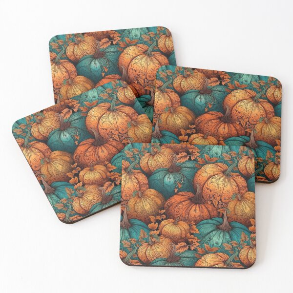 Item preview, Orange and Turquoise Autumn Pumpkin Pattern designed and sold by pinkal.