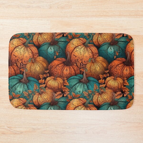 Item preview, Orange and Turquoise Autumn Pumpkin Pattern designed and sold by pinkal.