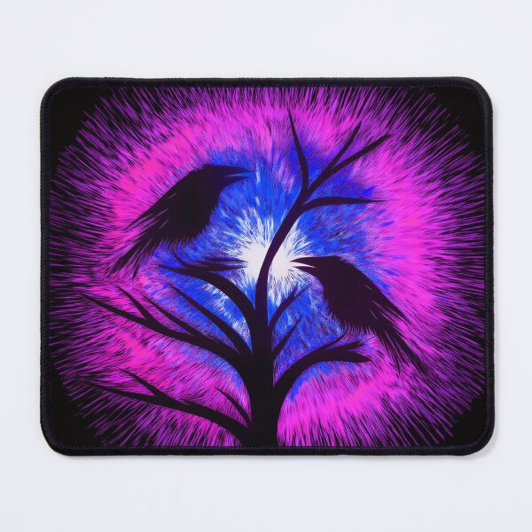 Item preview, Two crows sitting on a dead tree, dark composition/ deep purple, indigo. designed and sold by My-fake-places.