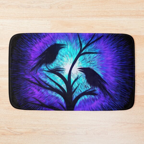 Item preview, Two crows sitting on a dead tree, dark composition/ indigo, blue. designed and sold by My-fake-places.
