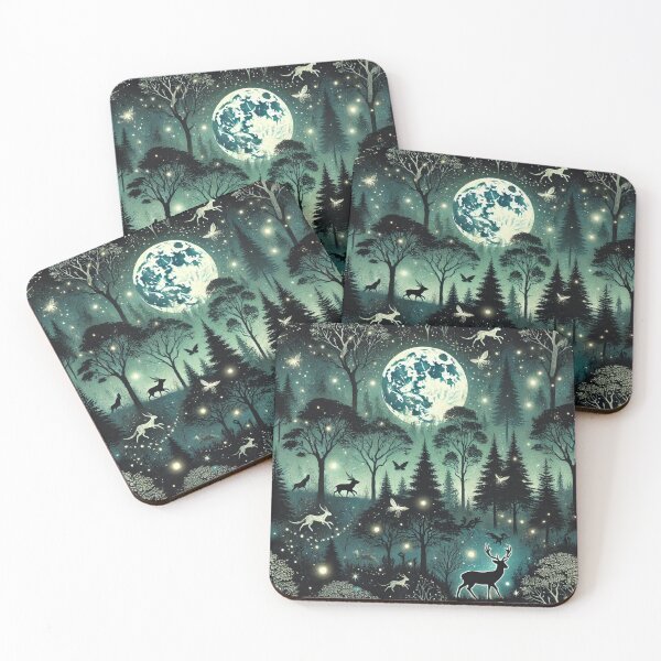 Item preview, Mystical Moonlit Forest with Glowing Animals Under a Starry Sky designed and sold by TeslaSt0re.
