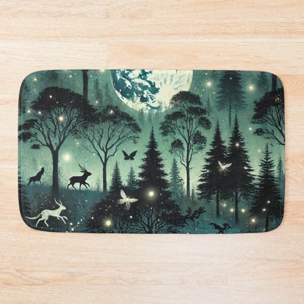 Item preview, Mystical Moonlit Forest with Glowing Animals Under a Starry Sky designed and sold by TeslaSt0re.