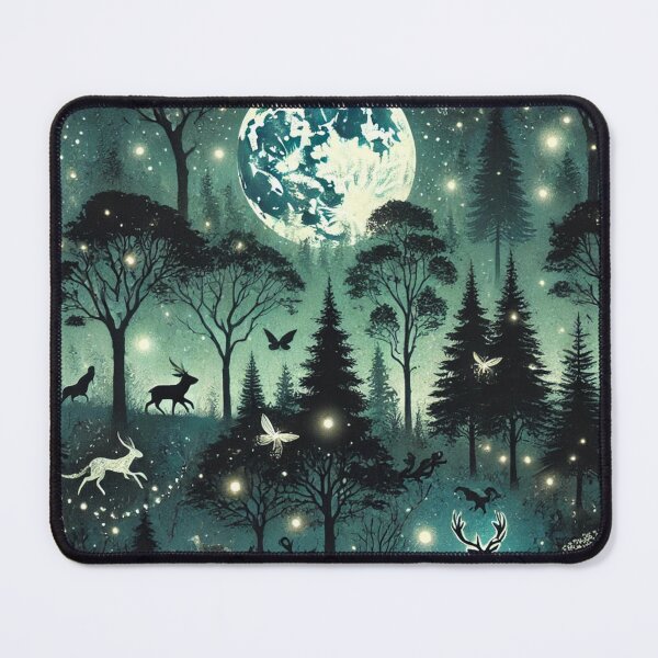 Item preview, Mystical Moonlit Forest with Glowing Animals Under a Starry Sky designed and sold by TeslaSt0re.
