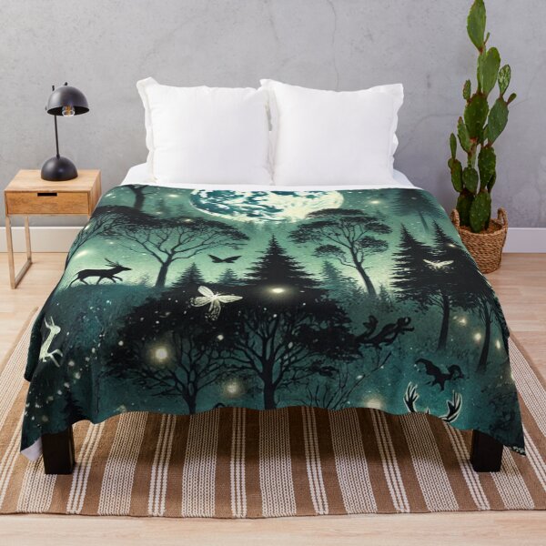 Item preview, Mystical Moonlit Forest with Glowing Animals Under a Starry Sky designed and sold by TeslaSt0re.