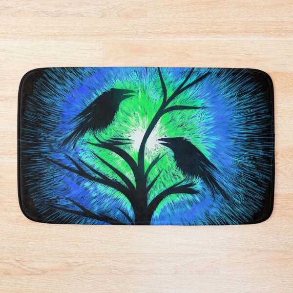Item preview, Two crows sitting on a dead tree, dark composition/ blue, turquoise designed and sold by My-fake-places.