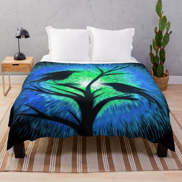 Item preview, Two crows sitting on a dead tree, dark composition/ blue, turquoise designed and sold by My-fake-places.