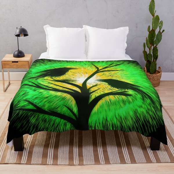 Item preview, Two crows sitting on a dead tree, dark composition/ green, yellow. designed and sold by My-fake-places.