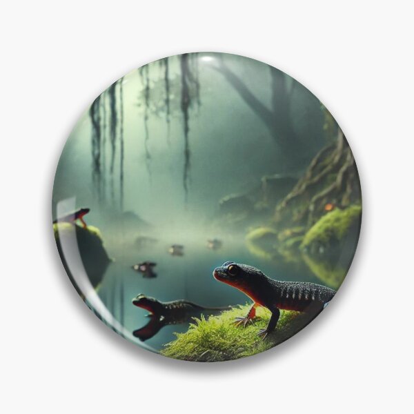Item preview, Enchanting Baby Newts at Night – Mystical Swamp Wildlife  designed and sold by NocturnalNook.