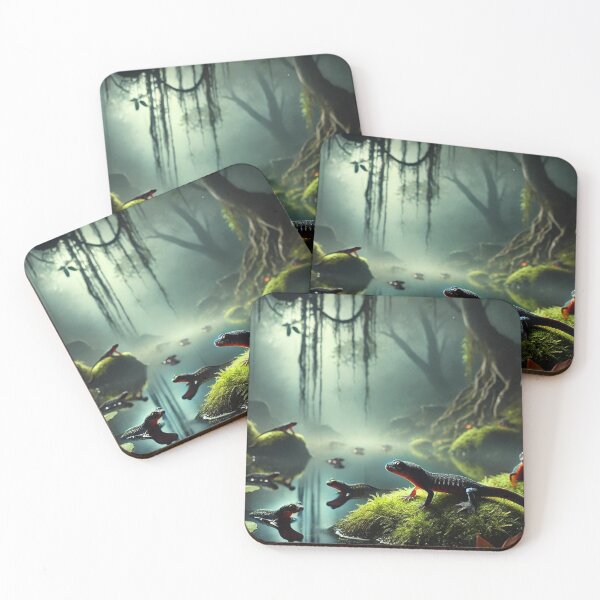 Item preview, Enchanting Baby Newts at Night – Mystical Swamp Wildlife  designed and sold by NocturnalNook.