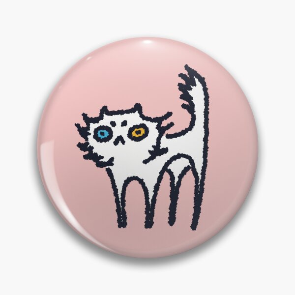 Item preview, Scaredy White Cat with Heterochromia -cute doodle designed and sold by Tenko16.
