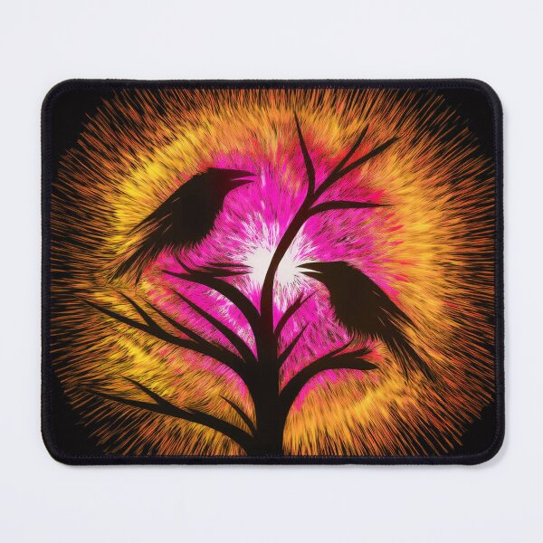 Item preview, Two crows sitting on a dead tree, dark composition/ orange, magenta. designed and sold by My-fake-places.