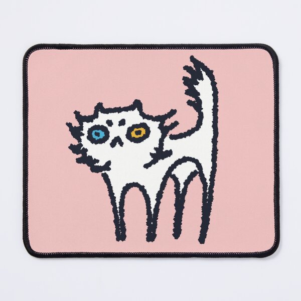 Item preview, Scaredy White Cat with Heterochromia -cute doodle designed and sold by Tenko16.