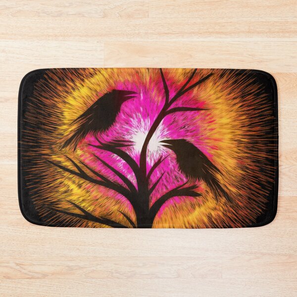 Item preview, Two crows sitting on a dead tree, dark composition/  orange, magenta. designed and sold by My-fake-places.