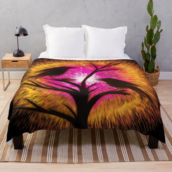 Item preview, Two crows sitting on a dead tree, dark composition/  orange, magenta. designed and sold by My-fake-places.