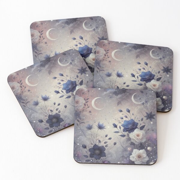 Item preview, Celestial Night with Delicate Flowers and Constellations in a Mystical Landscape designed and sold by TeslaSt0re.
