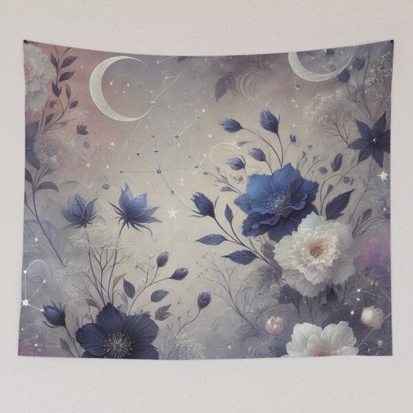 Item preview, Celestial Night with Delicate Flowers and Constellations in a Mystical Landscape designed and sold by TeslaSt0re.