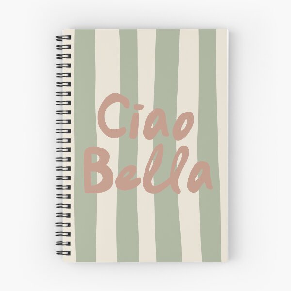 Item preview, Green and Beige Striped Art - "Ciao Bella" Pink Typography | Minimalist Modern Aesthetic designed and sold by Noma-Design.