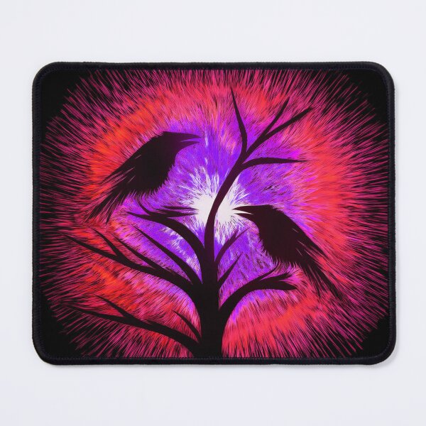 Item preview, Two crows sitting on a dead tree, dark composition/ magenta, violet. designed and sold by My-fake-places.