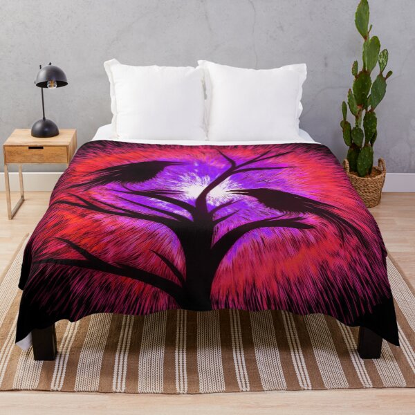 Item preview, Two crows sitting on a dead tree, dark composition/  magenta, violet. designed and sold by My-fake-places.