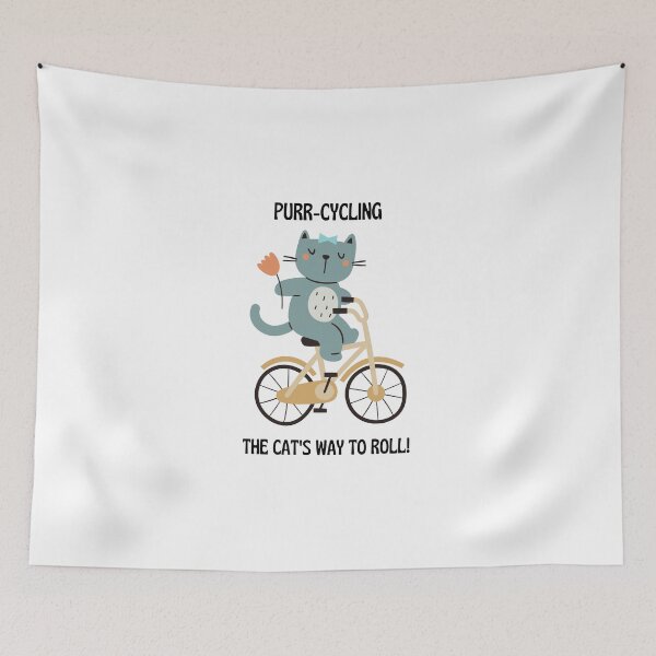 Item preview, CAT ON BIKE, PurrCycling, designed and sold by DesignByMalwina.