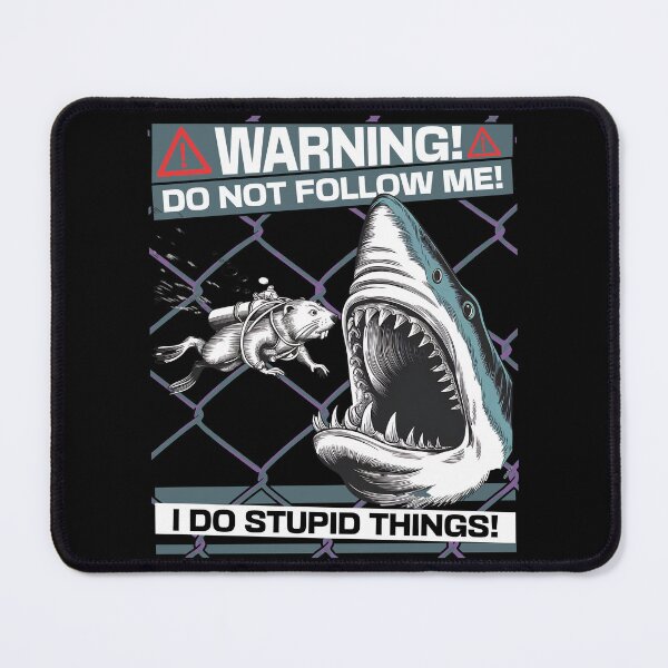 Item preview, WARNING - DO NOT FOLLOW ME - I DO STUPID THINGS- SCUBA DIVING BEAVER AND THE SHARK designed and sold by justyna-s28.