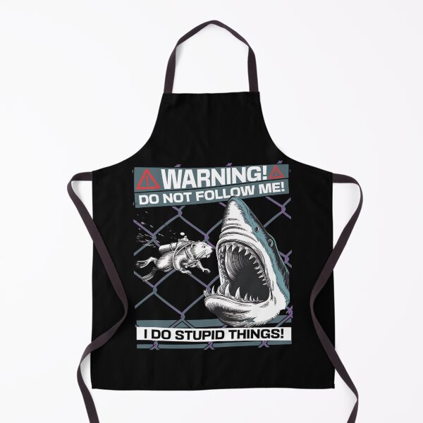 Item preview, WARNING - DO NOT FOLLOW ME - I DO STUPID THINGS- SCUBA DIVING BEAVER AND THE SHARK designed and sold by justyna-s28.