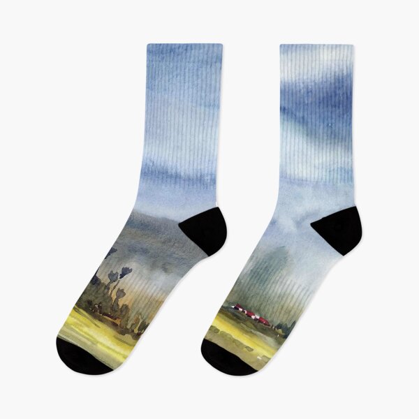 Item preview, Cloudy Mountain Valley - watercolor on paper designed and sold by SamirArt.