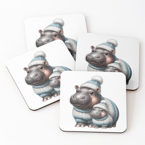 Item preview, Moo Deng and Mom - Cozy Sweater Hippos designed and sold by GorinART.