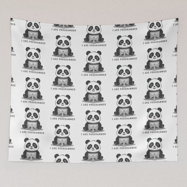 Aperçu de l'œuvre Je suis un programmeur panda version hacker panda super mignon créée et vendue par The Velvet Vault.
