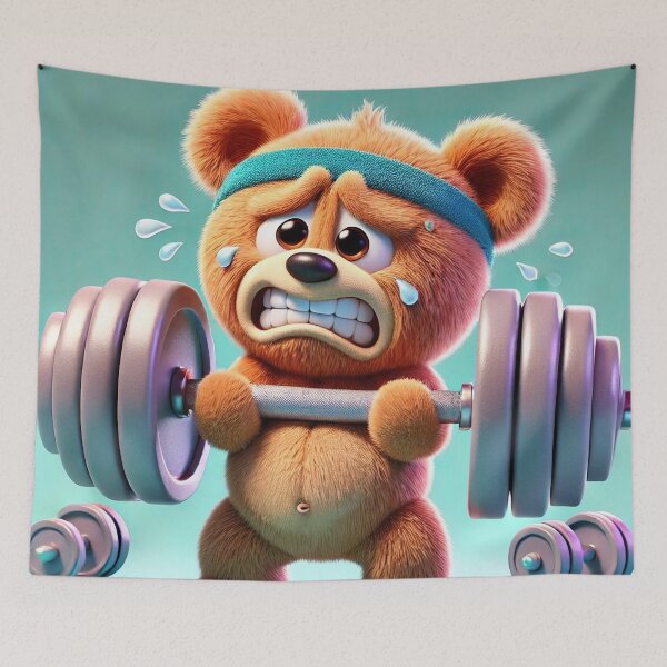 Item preview, Teddy bear with band lifting weights designed and sold by Osintown.